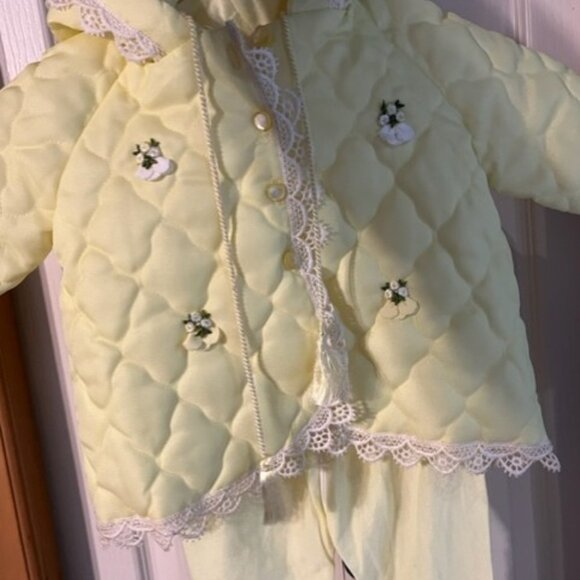 Vintage quilted baby thin flannel jumper jacket and zip up blanket Lacasse fiset - Picture 4 of 12